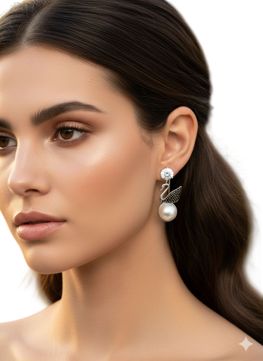Serene Glow Earrings - Close-up view of premium artificial jewellery